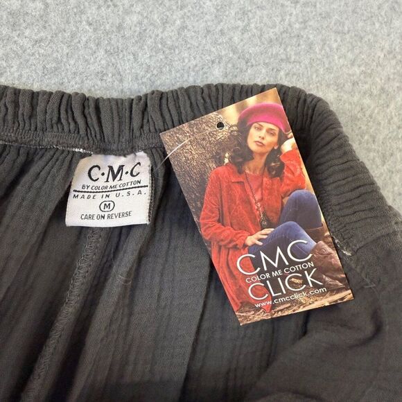 Color Me Cotton CMC Medium Wide-Leg Cropped Pants Elastic Waist Pockets Gray NWT - Picture 2 of 13